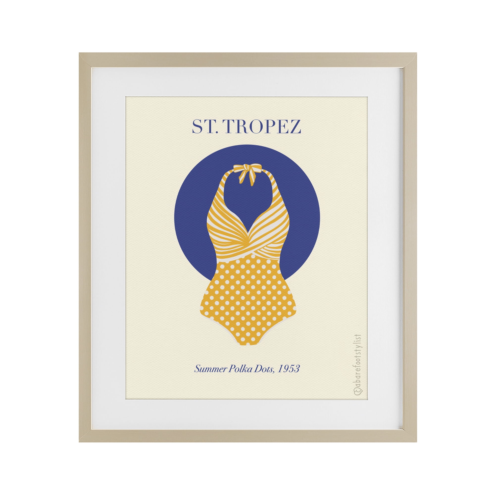 Stupell Industries St. Tropez Dotted Swimsuit Birch Framed Print Under Glass, design by A Barefoot Stylist