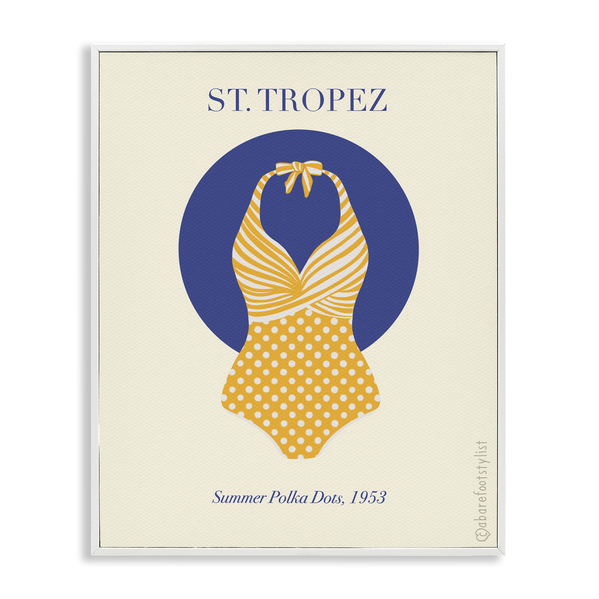 Stupell Industries St. Tropez Dotted Swimsuit White Framed Giclee Art, design by A Barefoot Stylist