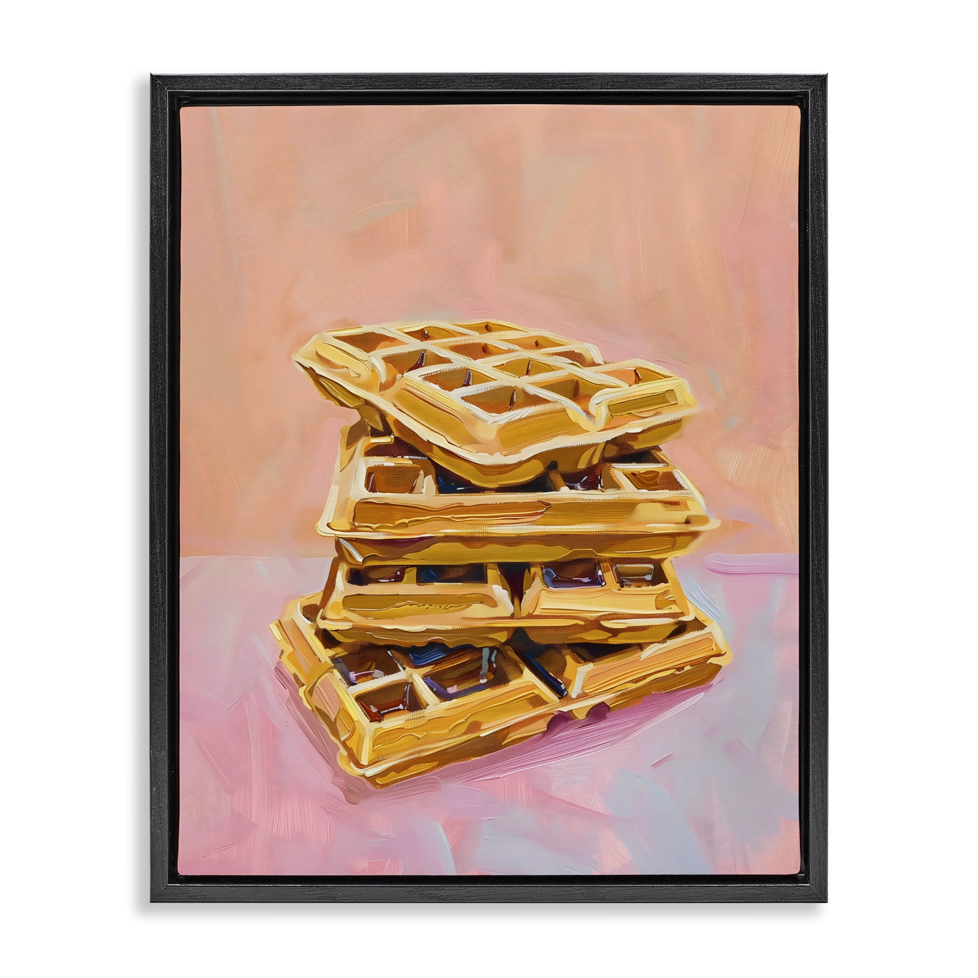 Stupell Industries Stack of Fluffy Waffles Black Framed Floater Canvas Wall Art, design by The Prints Vibe