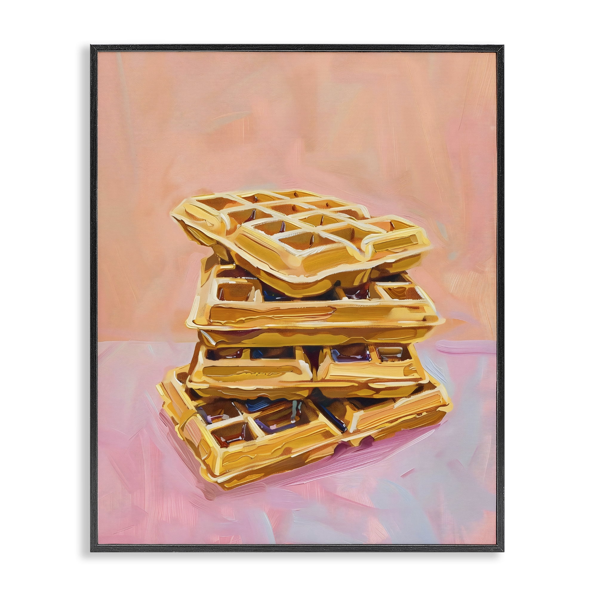 Stupell Industries Stack of Fluffy Waffles Black Framed Giclee Art, design by The Prints Vibe