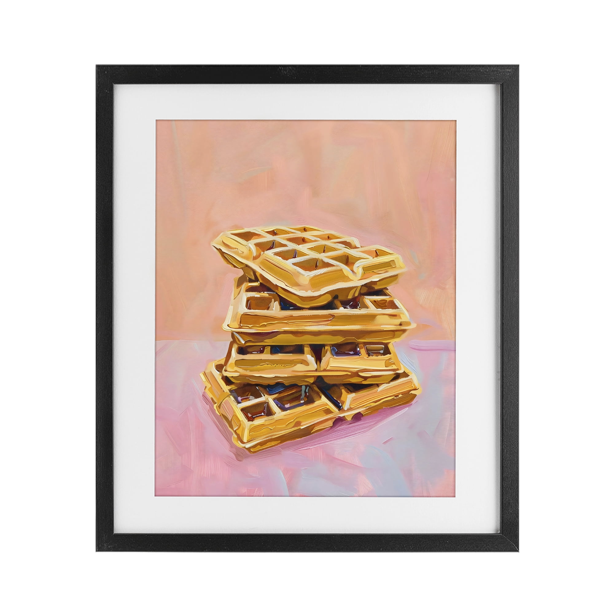 Stupell Industries Stack of Fluffy Waffles Black Framed Print Under Glass, design by The Prints Vibe