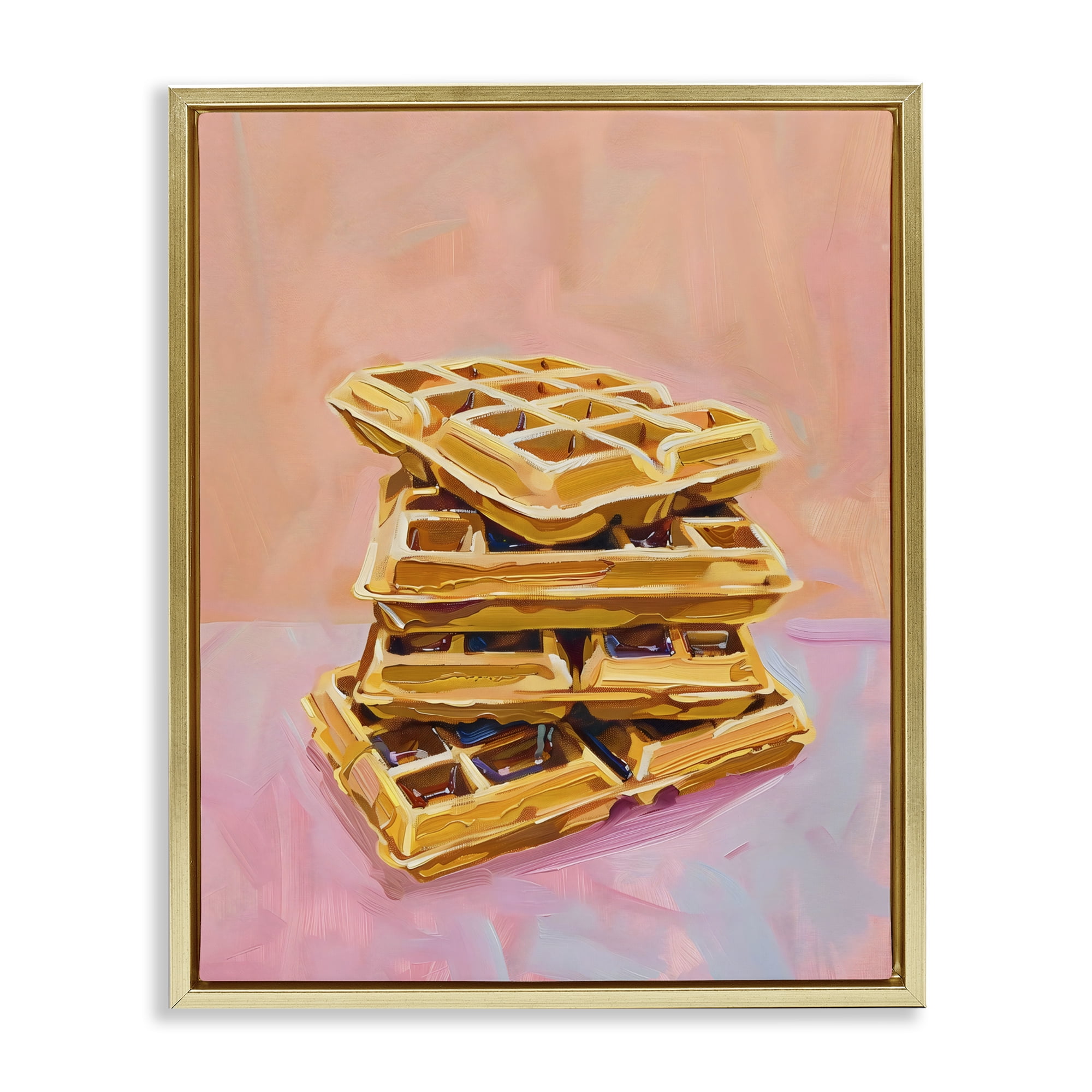 Stupell Industries Stack of Fluffy Waffles Gold Framed Floater Canvas Wall Art, design by The Prints Vibe