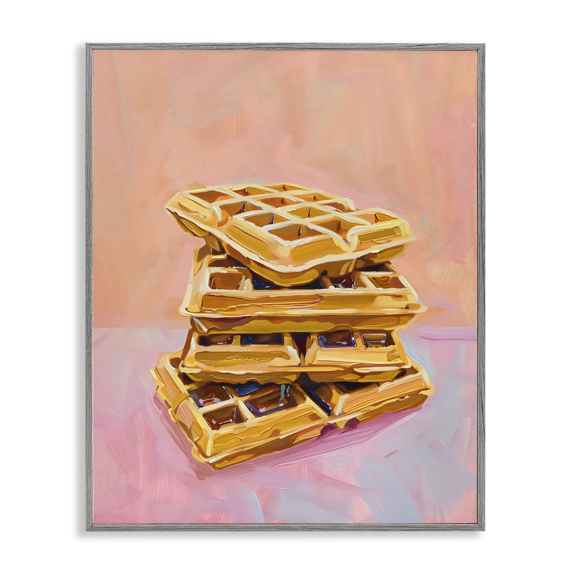 Stupell Industries Stack of Fluffy Waffles Gray Framed Giclee Art, design by The Prints Vibe