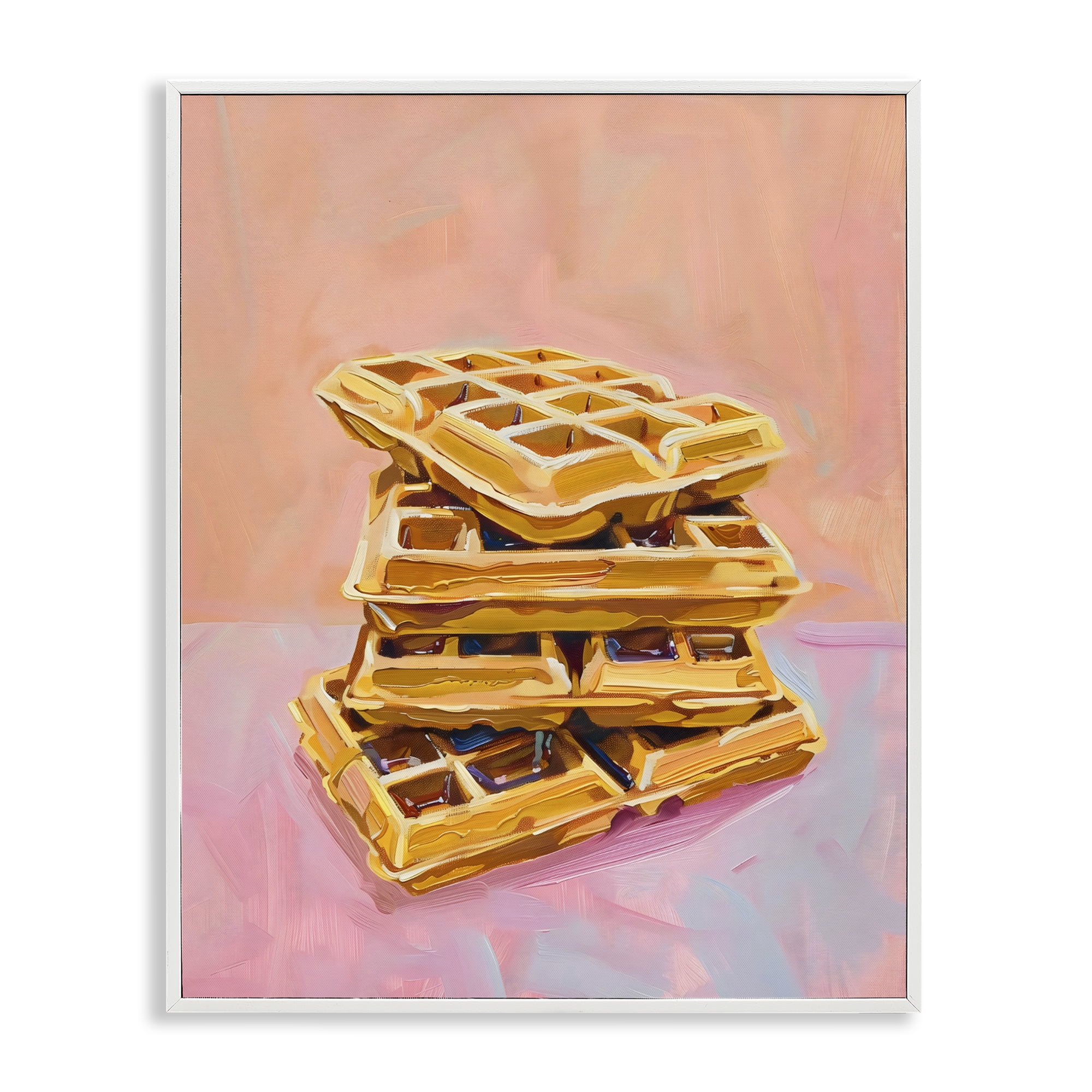 Stupell Industries Stack of Fluffy Waffles White Framed Giclee Art, design by The Prints Vibe