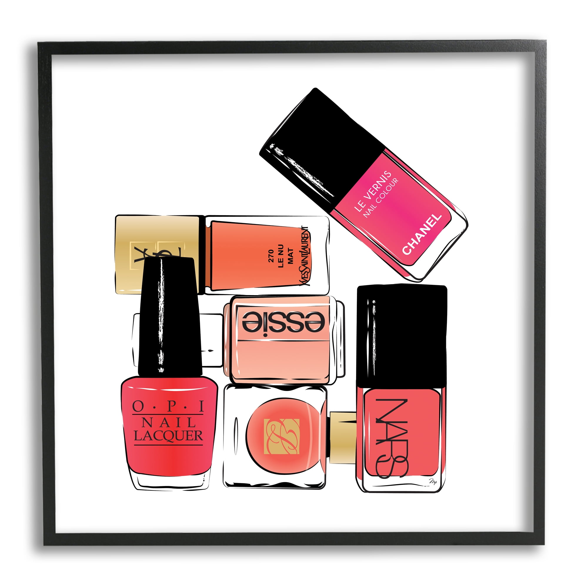 Stupell Industries Stack of Nail Polish Glam Fashion Beauty Cosmetics, 12 x 12, Designed by Martina Pavlova