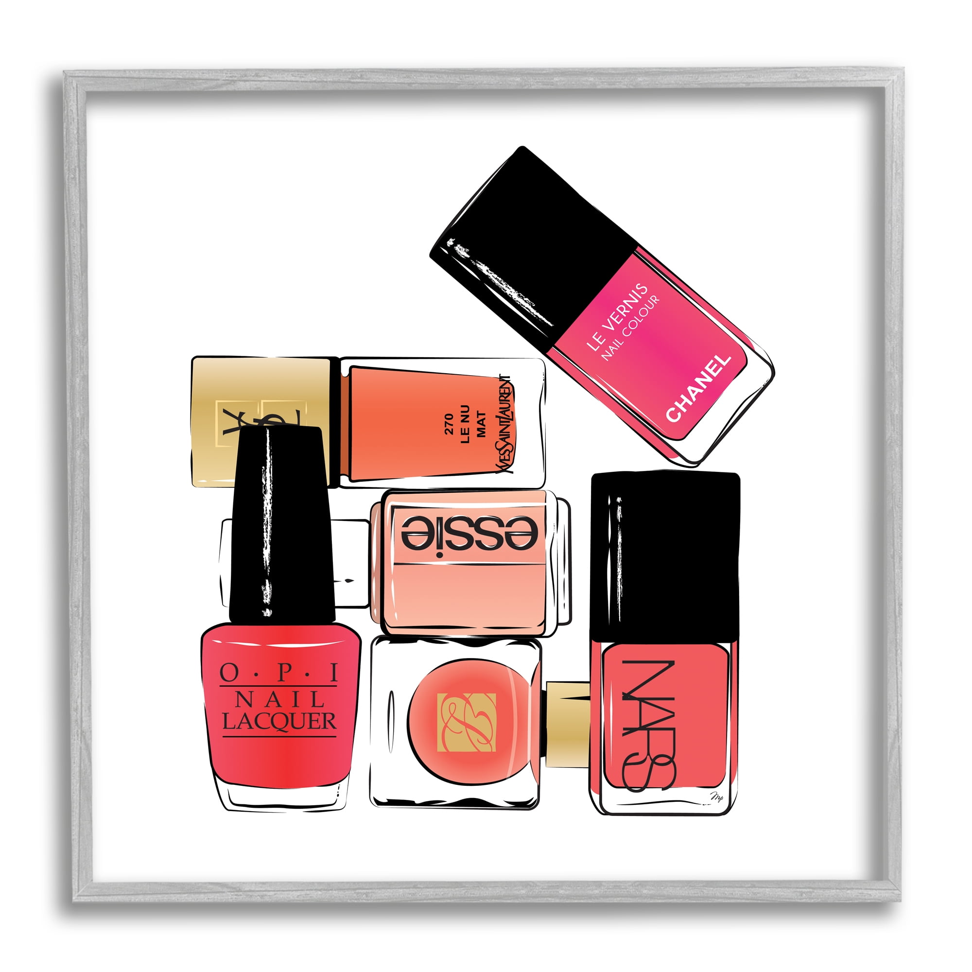 Stupell Industries Stack of Nail Polish Glam Fashion Beauty Cosmetics, 12 x 12, Designed by Martina Pavlova