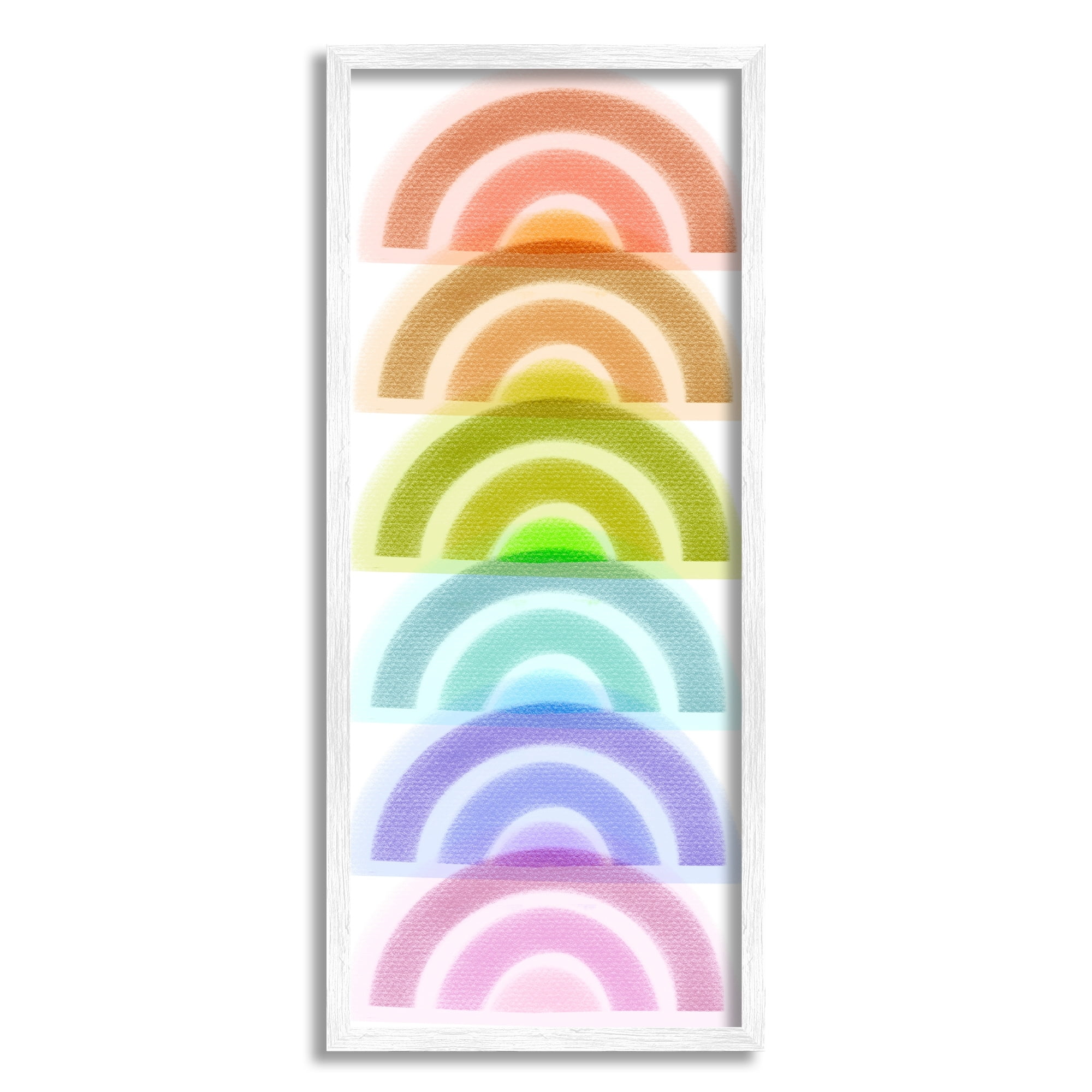 Stupell Industries Stack of Rainbows Kids Bold Playful Arches Art for Kids Painting White Framed Art Print Wall Art, 10 x 24