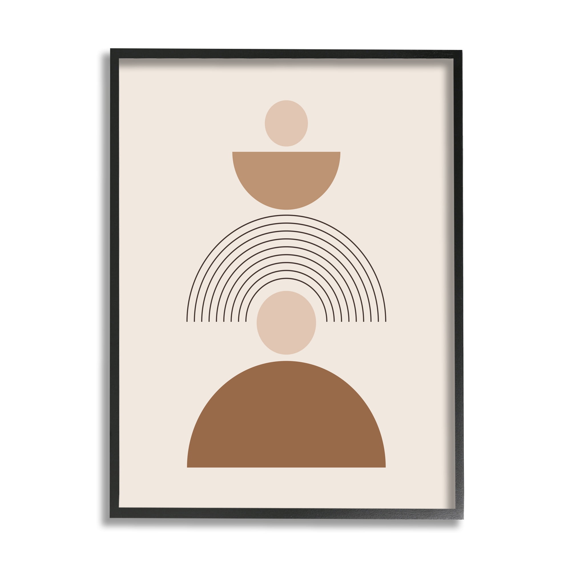 Stupell Industries Stacked Boho Shapes Abstract Painting Black Framed Art Print Wall Art, 24 x 30