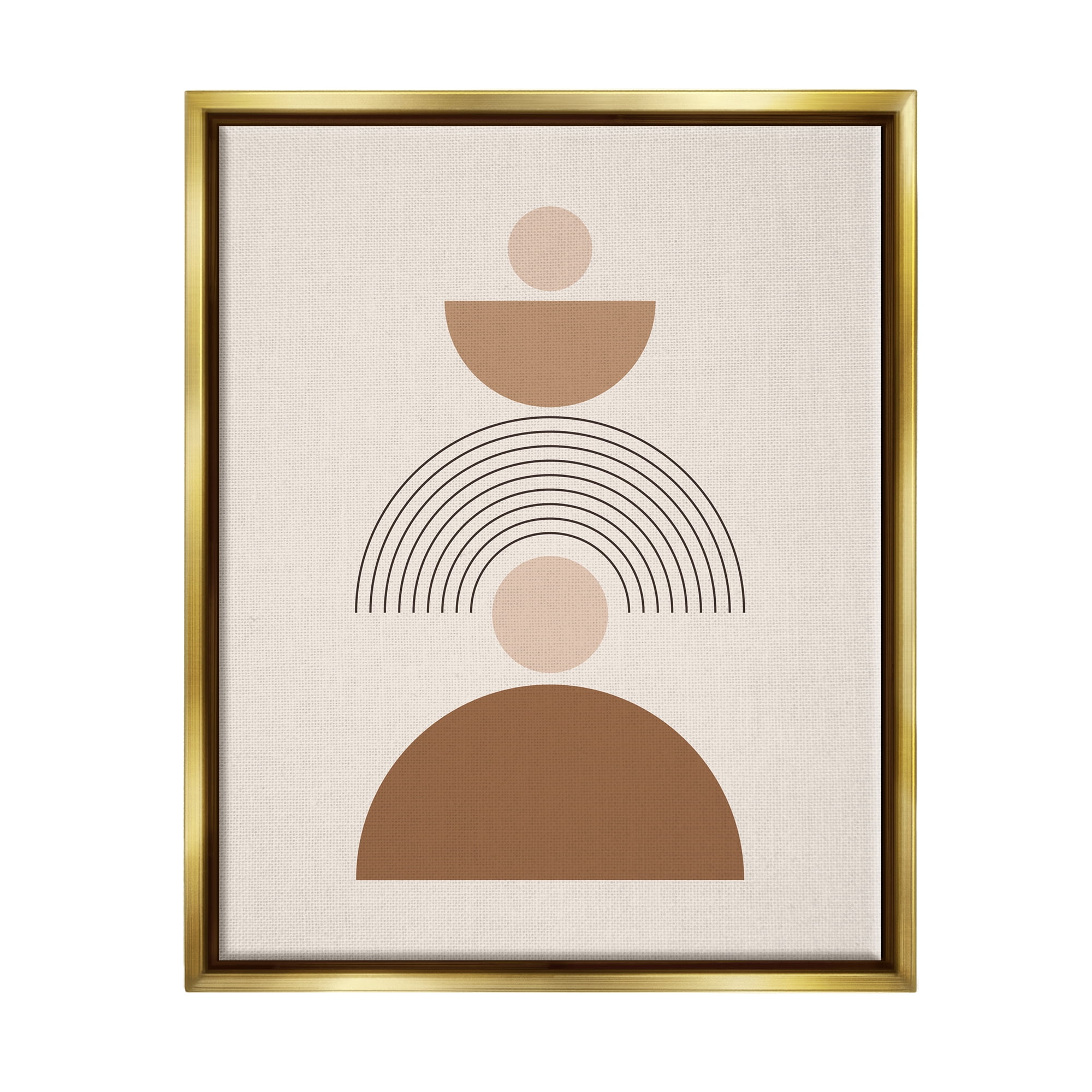 Stupell Industries Stacked Boho Shapes Abstract Painting Gold Floater Framed Art Print Wall Art, 25 x 31