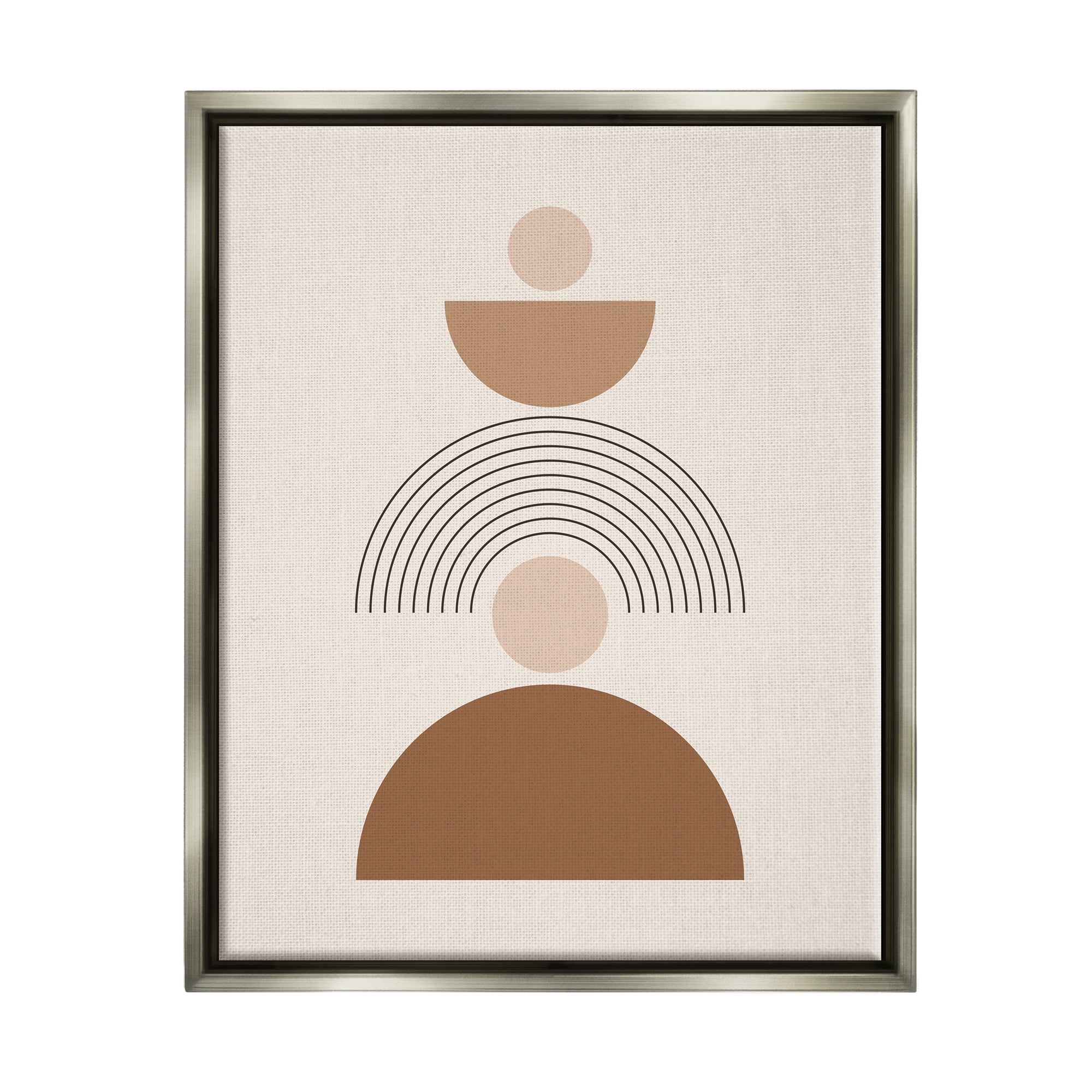 Stupell Industries Stacked Boho Shapes Abstract Painting Gray Floater Framed Art Print Wall Art, 25 x 31