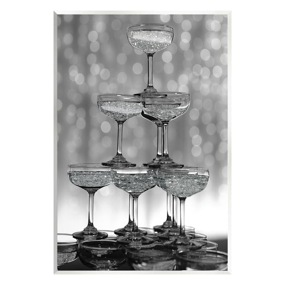 Stupell Industries Stacked Champagne Glasses Food & Beverage Photography Unframed Art Print Wall Art, 13 x 19