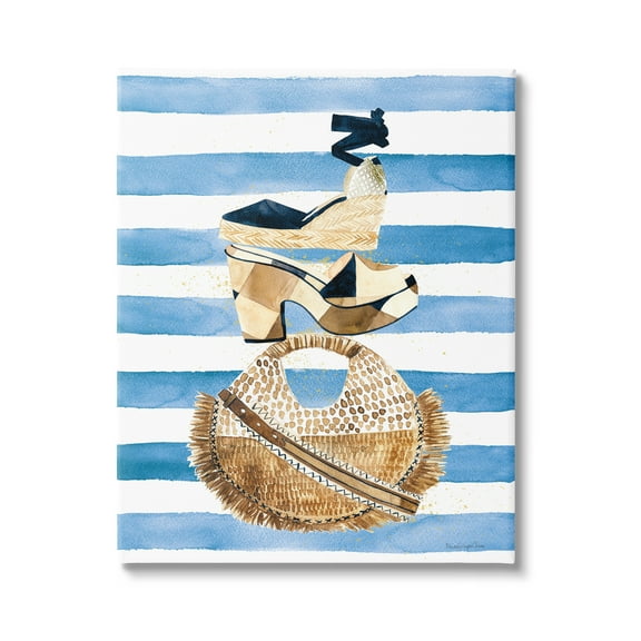 Stupell Industries Stacked Fashion Shoes Beauty & Fashion Painting Gallery Wrapped Canvas Print Wall Art, 16 x 20