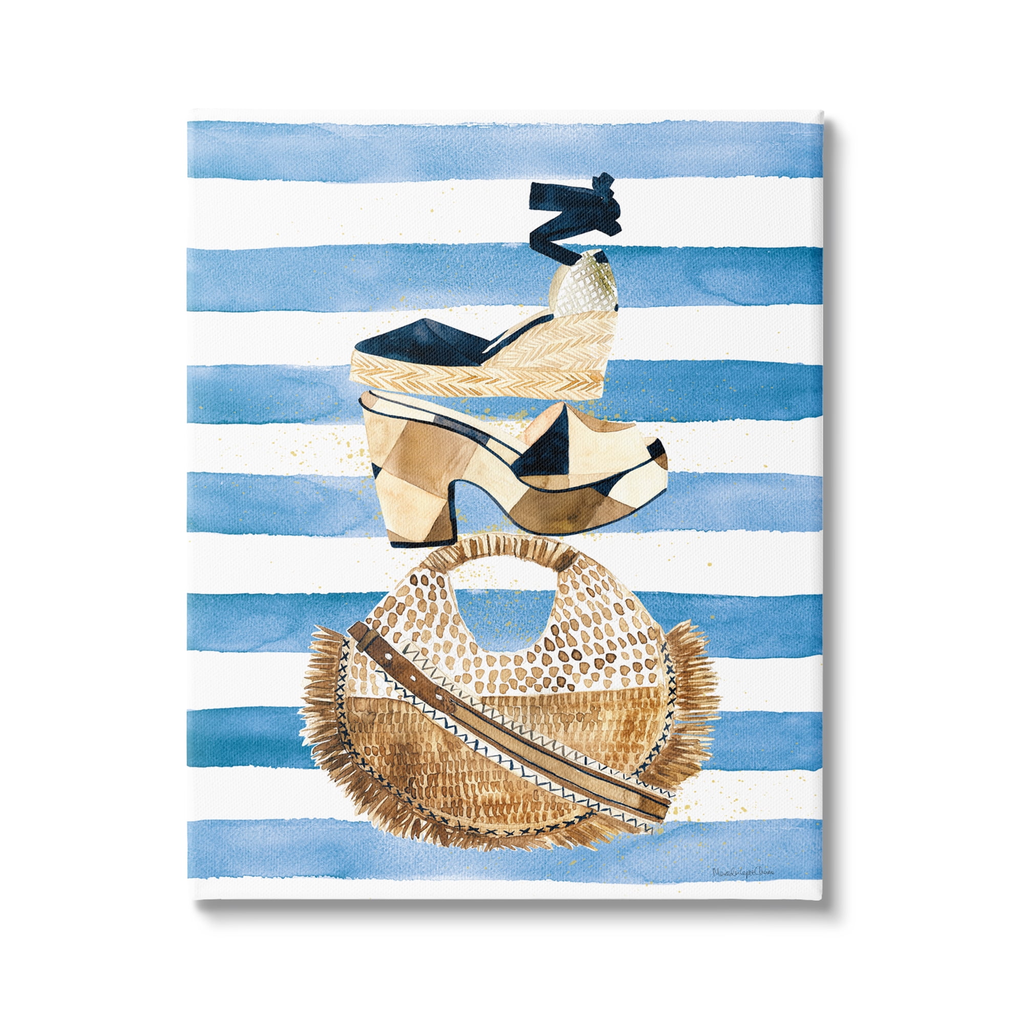 Stupell Industries Stacked Fashion Shoes Beauty & Fashion Painting Gallery Wrapped Canvas Print Wall Art, 30 x 40