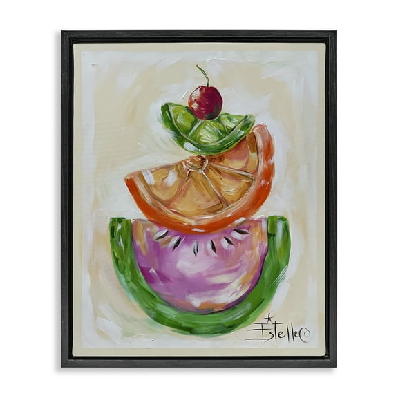 Stupell Industries Stacked Fruit Slices Food & Beverage Painting Black Floater Framed Canvas Art Print Wall Art, 17 x 21