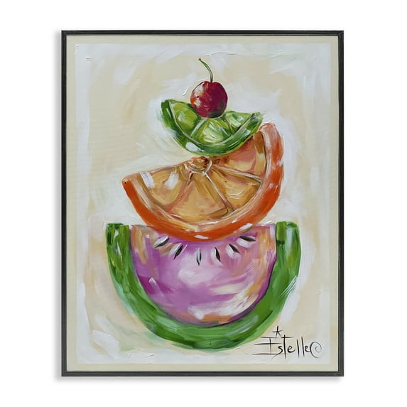 Stupell Industries Stacked Fruit Slices Food & Beverage Painting Black Framed Art Print Wall Art, 24 x 30