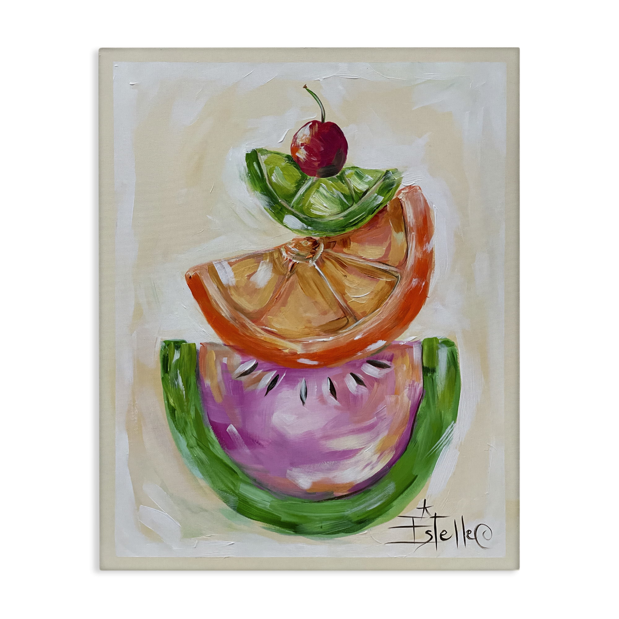 Stupell Industries Stacked Fruit Slices Food & Beverage Painting Wrapped Canvas Art Print Wall Art, 24 x 30