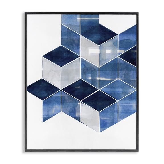 Stupell Industries Stacked Geometric Cubes Abstract Painting Black Framed Art Print Wall Art, 24 x 30