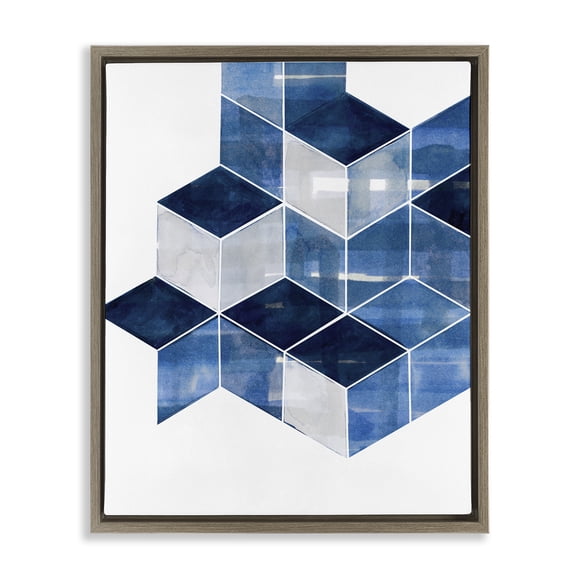 Stupell Industries Stacked Geometric Cubes Abstract Painting Brown Floater Framed Canvas Art Print Wall Art, 17 x 21