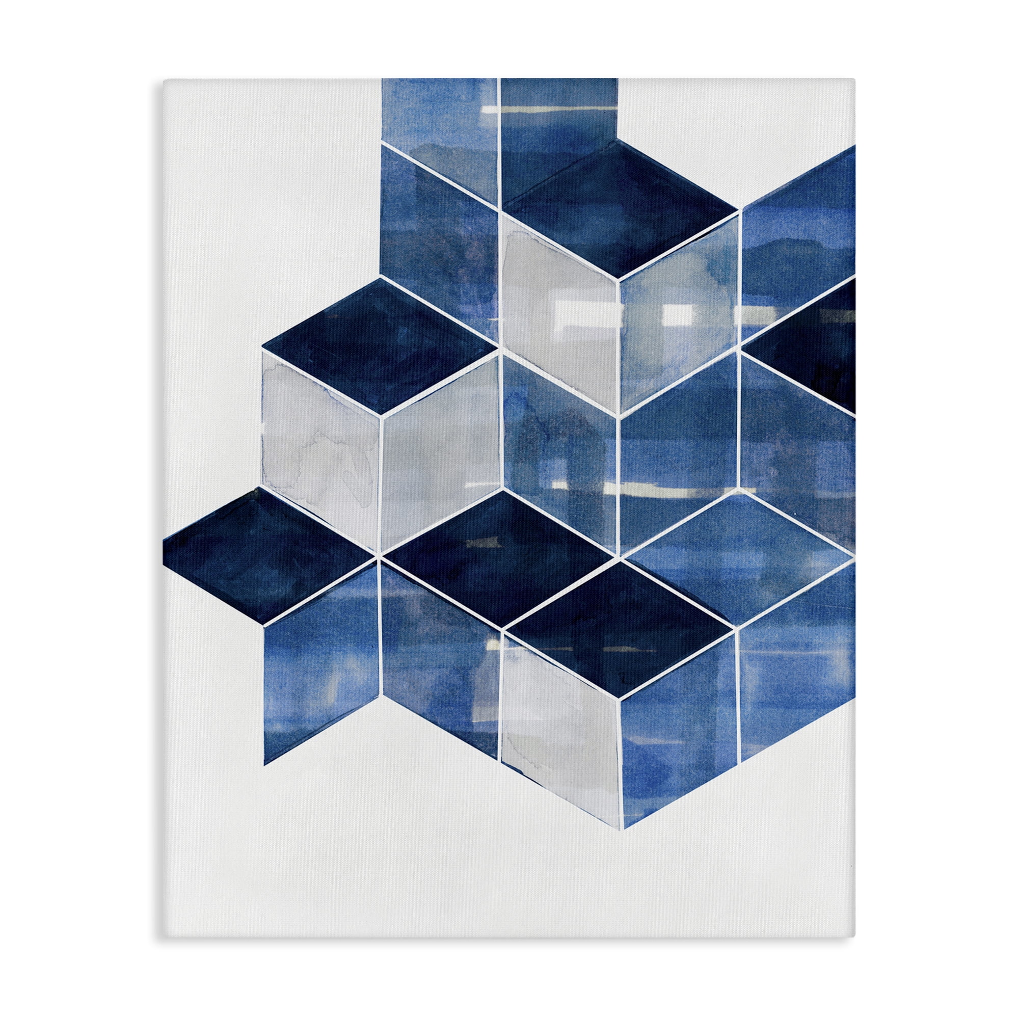 Stupell Industries Stacked Geometric Cubes Abstract Painting Gallery Wrapped Canvas Art Print Wall Art, 16 x 20