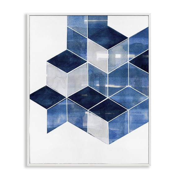 Stupell Industries Stacked Geometric Cubes Abstract Painting White Framed Art Print Wall Art, 24 x 30