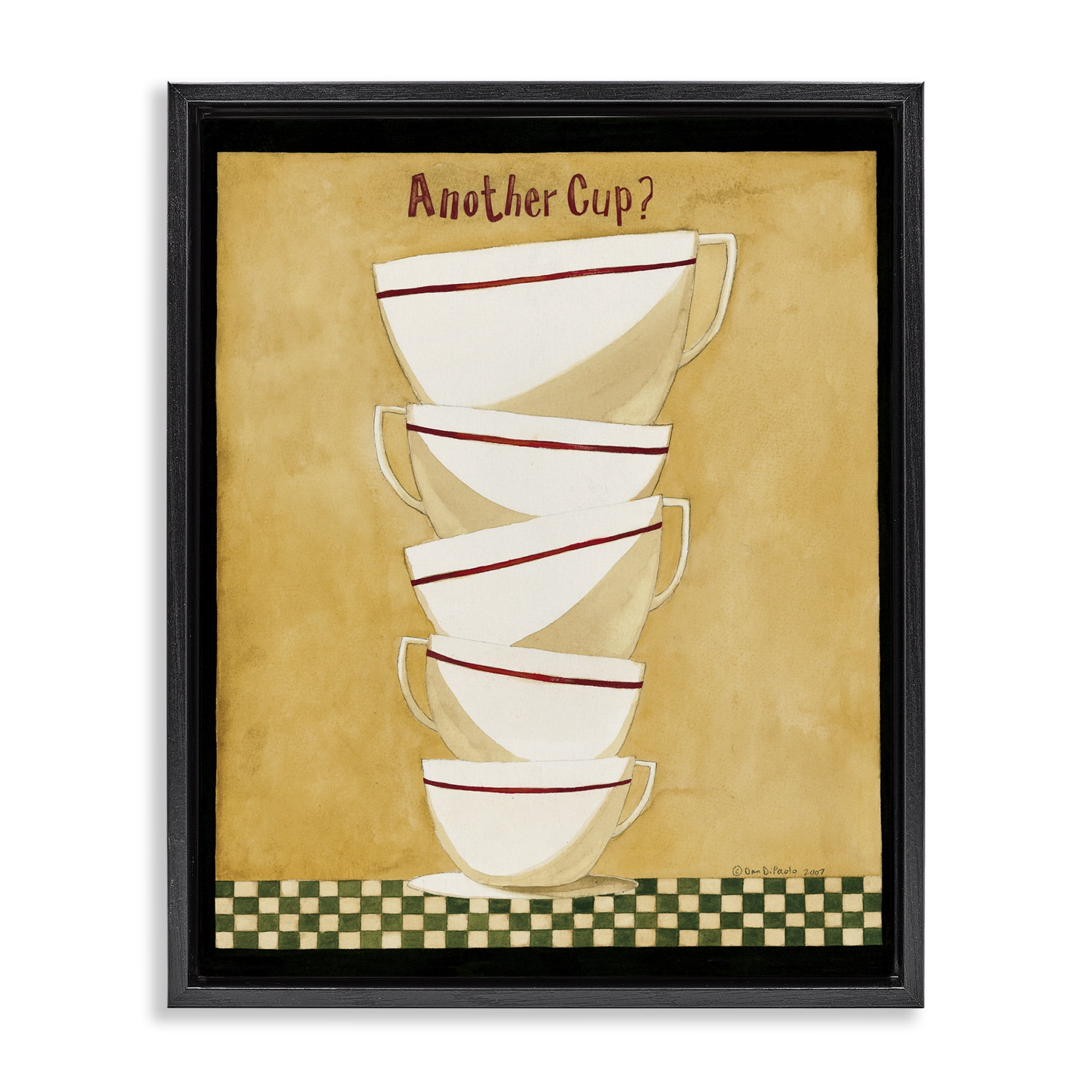 Stupell Industries Stacked Mug Collection Food & Beverage Painting Black Floater Framed Art Print Wall Art, 17 x 21