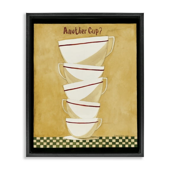 Stupell Industries Stacked Mug Collection Food & Beverage Painting Black Floater Framed Art Print Wall Art, 17 x 21