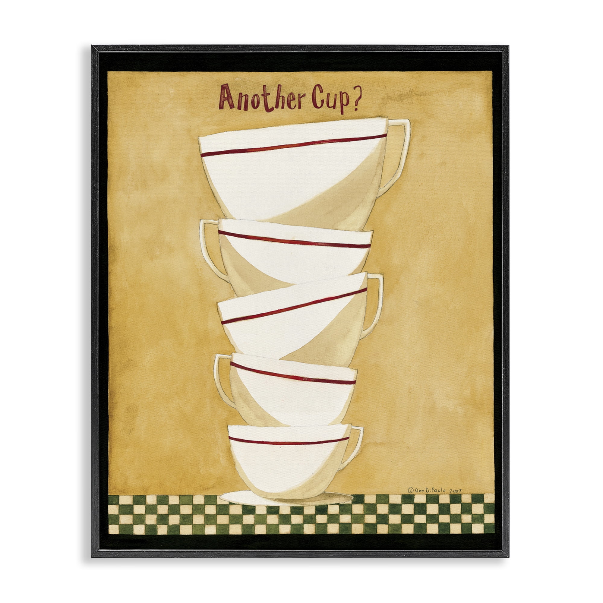 Stupell Industries Stacked Mug Collection Food & Beverage Painting Black Framed Art Print Wall Art, 24 x 30