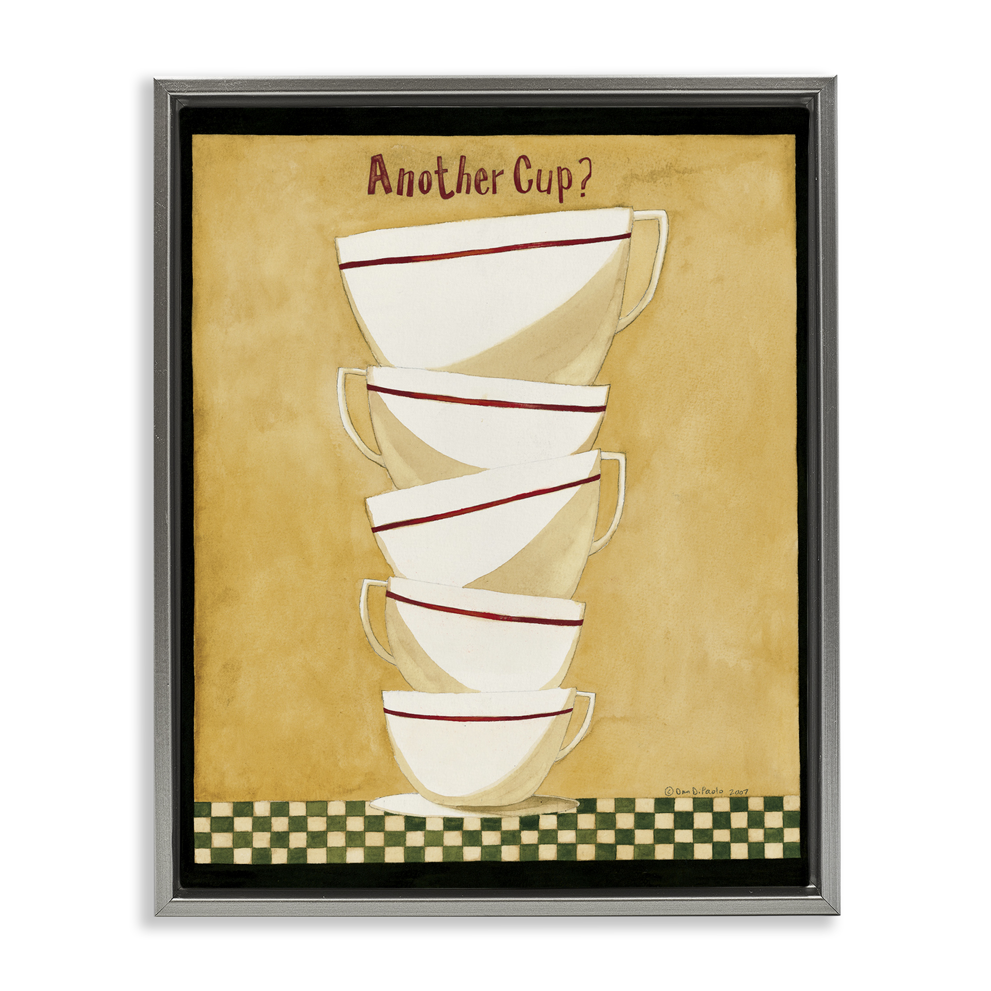 Stupell Industries Stacked Mug Collection Food & Beverage Painting Gray Floater Framed Art Print Wall Art, 17 x 21