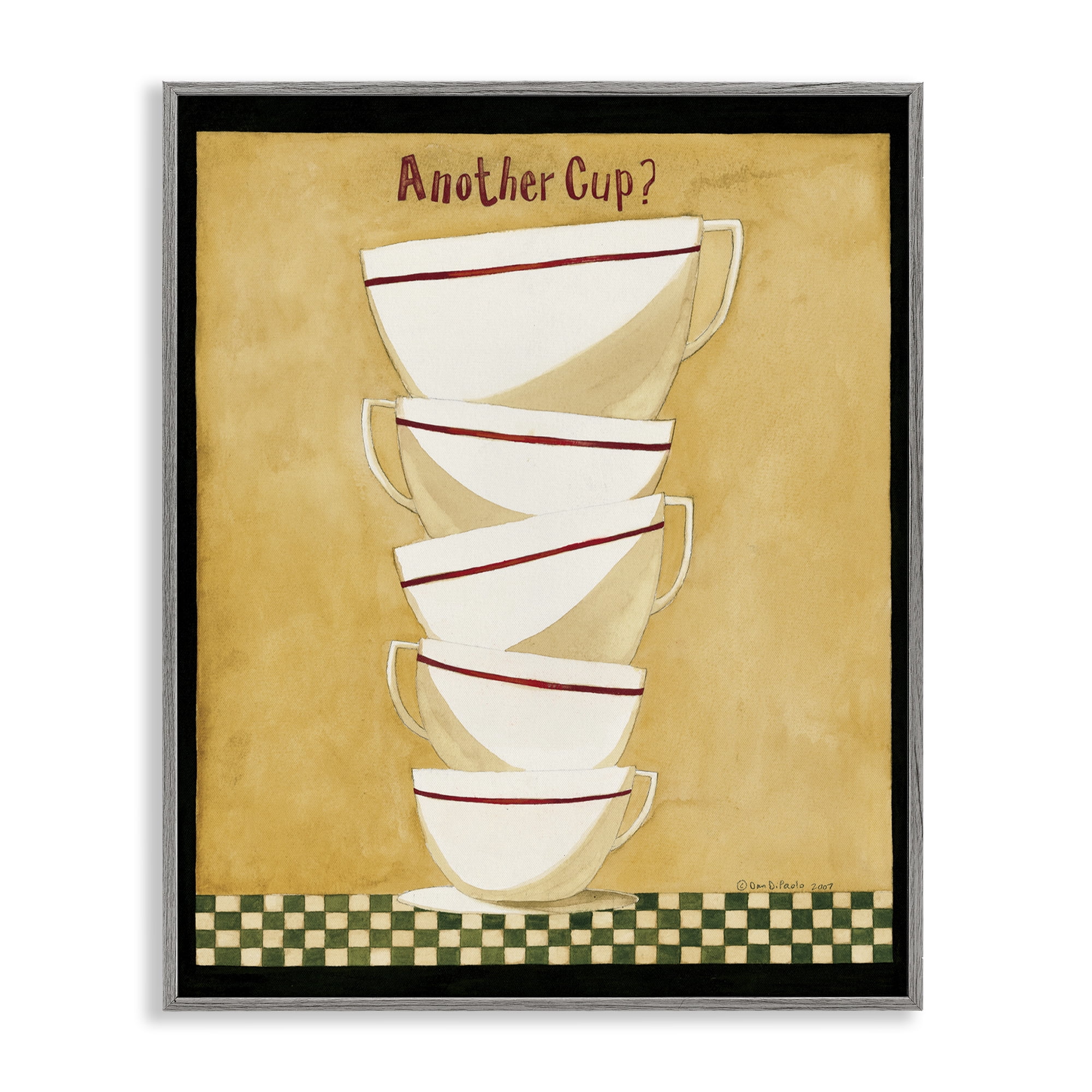 Stupell Industries Stacked Mug Collection Food & Beverage Painting Gray Framed Art Print Wall Art, 16 x 20