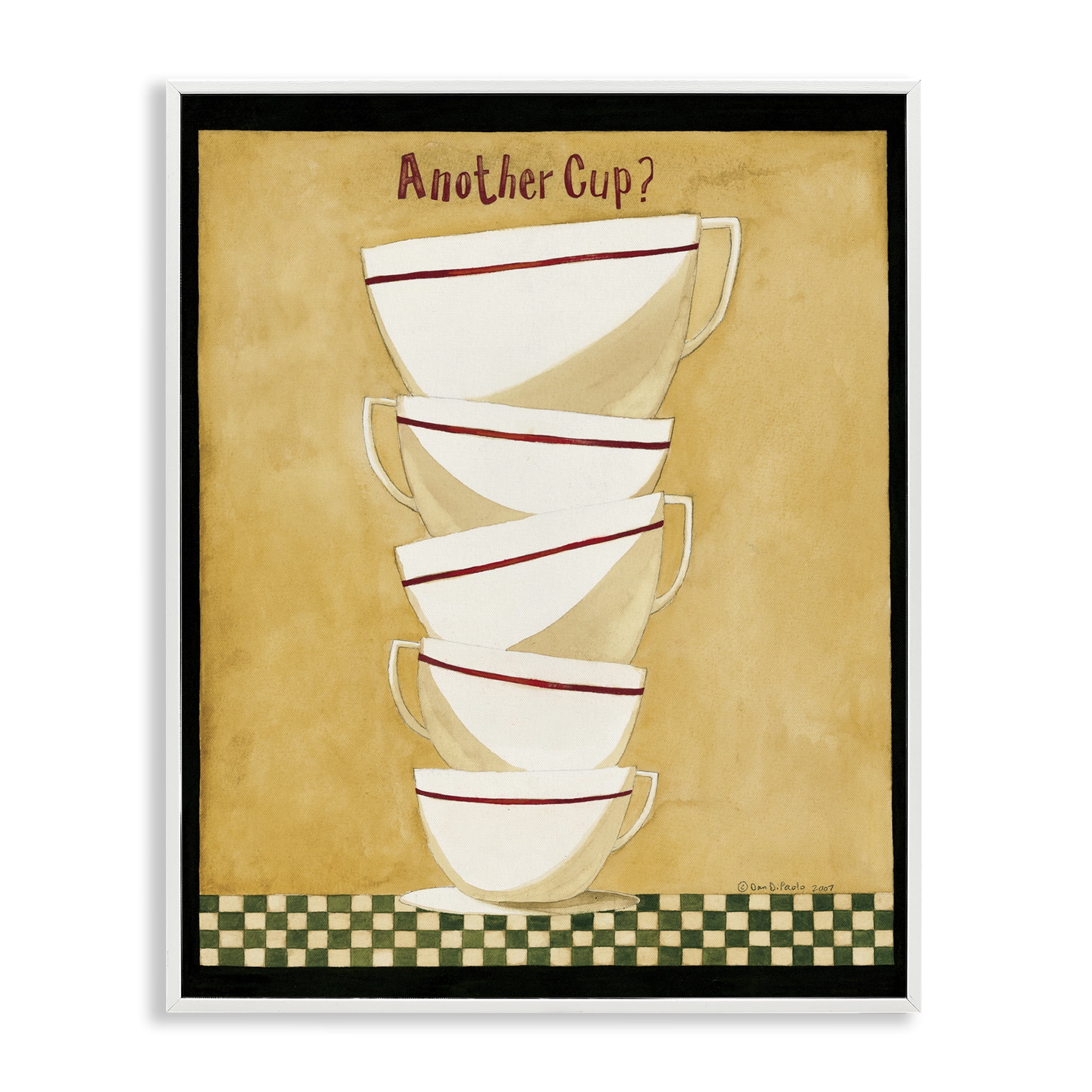 Stupell Industries Stacked Mug Collection Food & Beverage Painting White Framed Art Print Wall Art, 16 x 20
