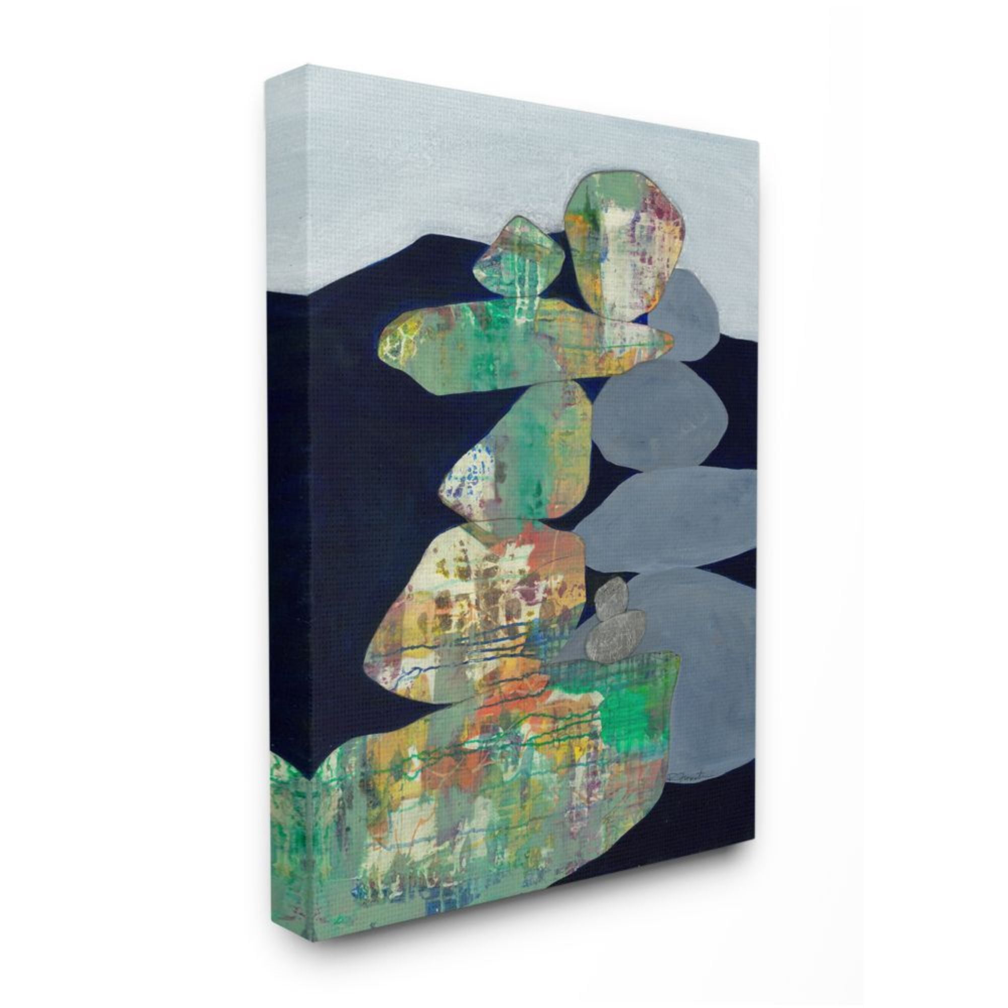 Stupell Industries Stacked Rocks Abstract Pattern Blue Green Design by Third and Wall, 16" x 20"