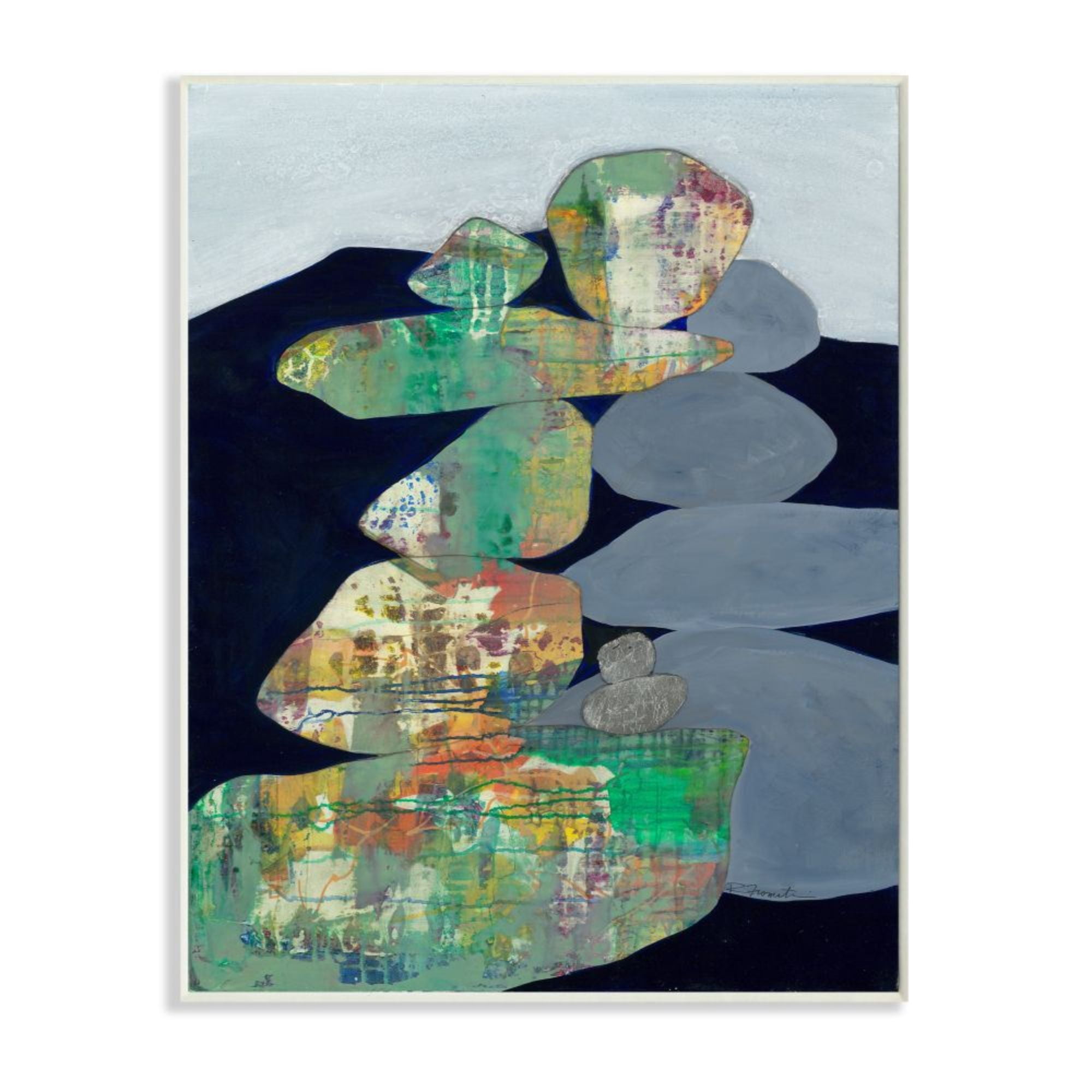 Stupell Industries Stacked Rocks Abstract Pattern Blue Green Design by Third and Wall