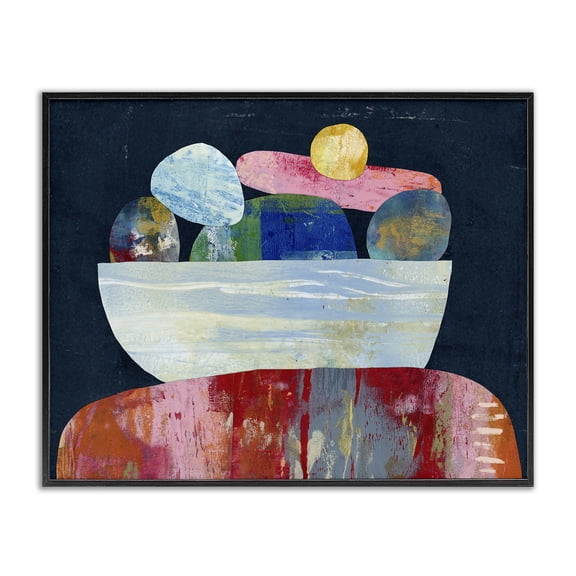 Stupell Industries Bohemian Stacked Rocks Collage Black Framed Giclee Art, 20 x 16, by Lisa Nohren