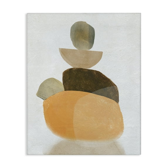 Stupell Industries Stacked Rocks Neutral Tones Abstract Painting Gallery Wrapped Canvas Art Print Wall Art, 24 x 30