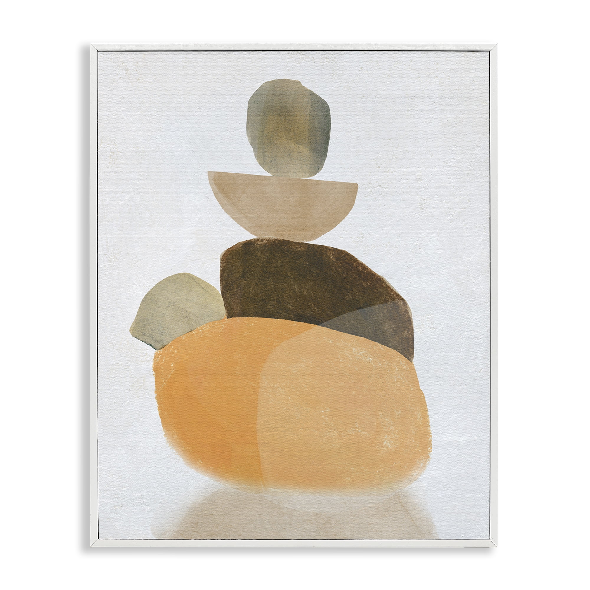 Stupell Industries Stacked Rocks Neutral Tones Abstract Painting White Framed Art Print Wall Art, 24 x 30