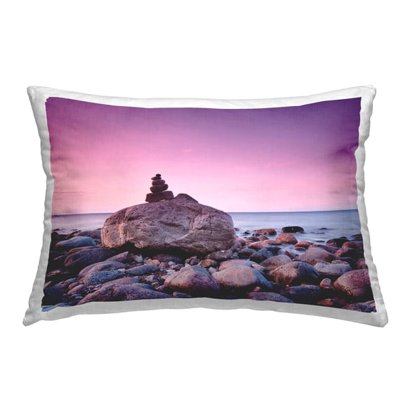 Stupell Industries Stacked Rocks on Shore Decorative Printed Throw Pillow Design by Incado.