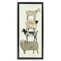 Stupell Industries Stacked Sheep & Goats Animals & Insects Painting Black Floater Framed Canvas Art Print Wall Art, 11 x 25