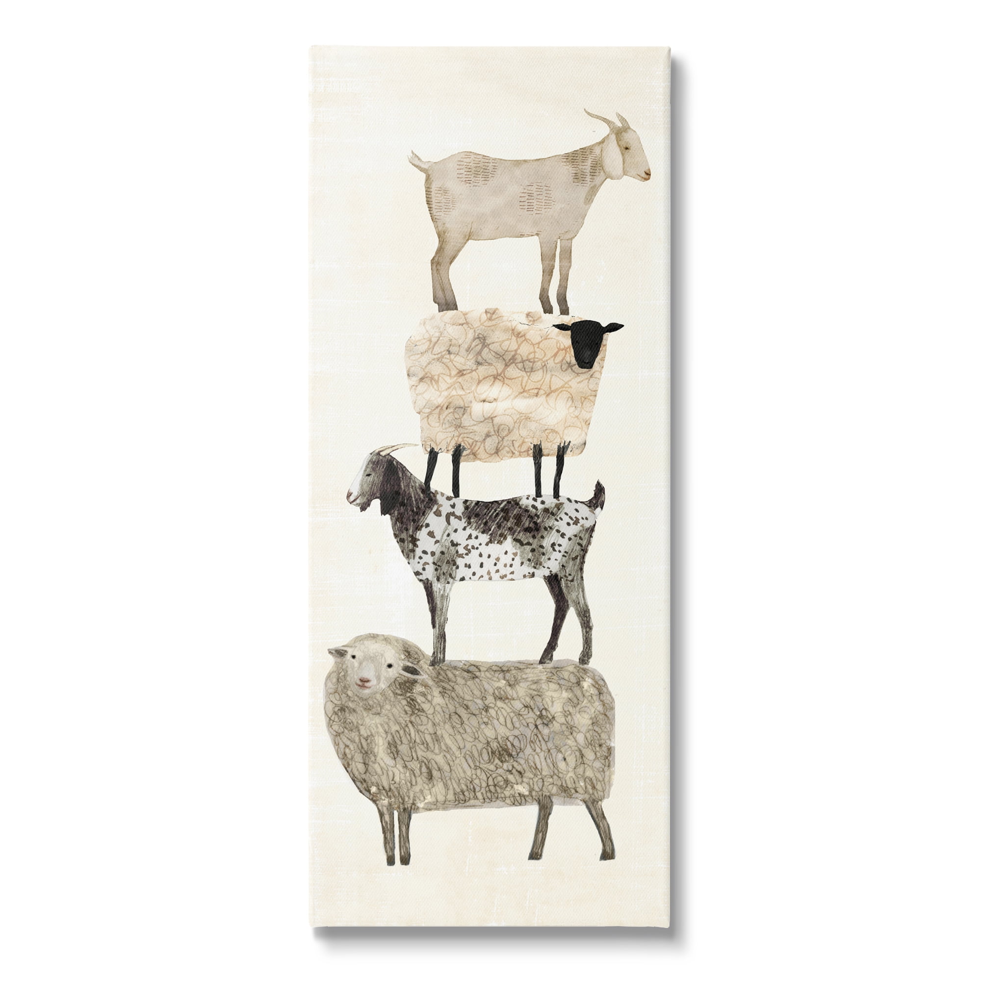 Stupell Industries Stacked Sheep & Goats Animals & Insects Painting Gallery Wrapped Canvas Print Wall Art, 20 x 48