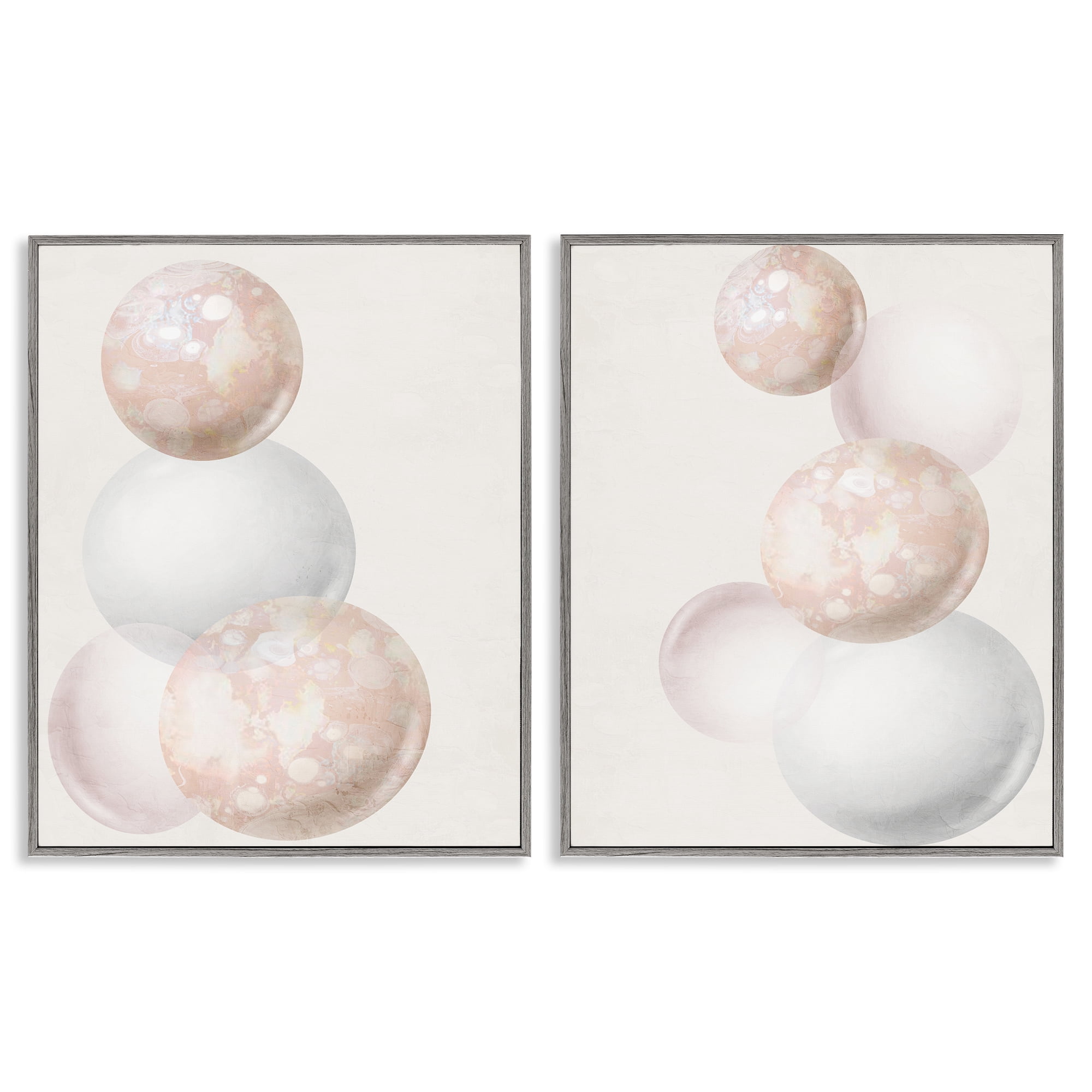 Stupell Industries Stacked Spheres Speckled Abstract Painting Gray Framed Art Print Wall Art, 11 x 14, Set of 2