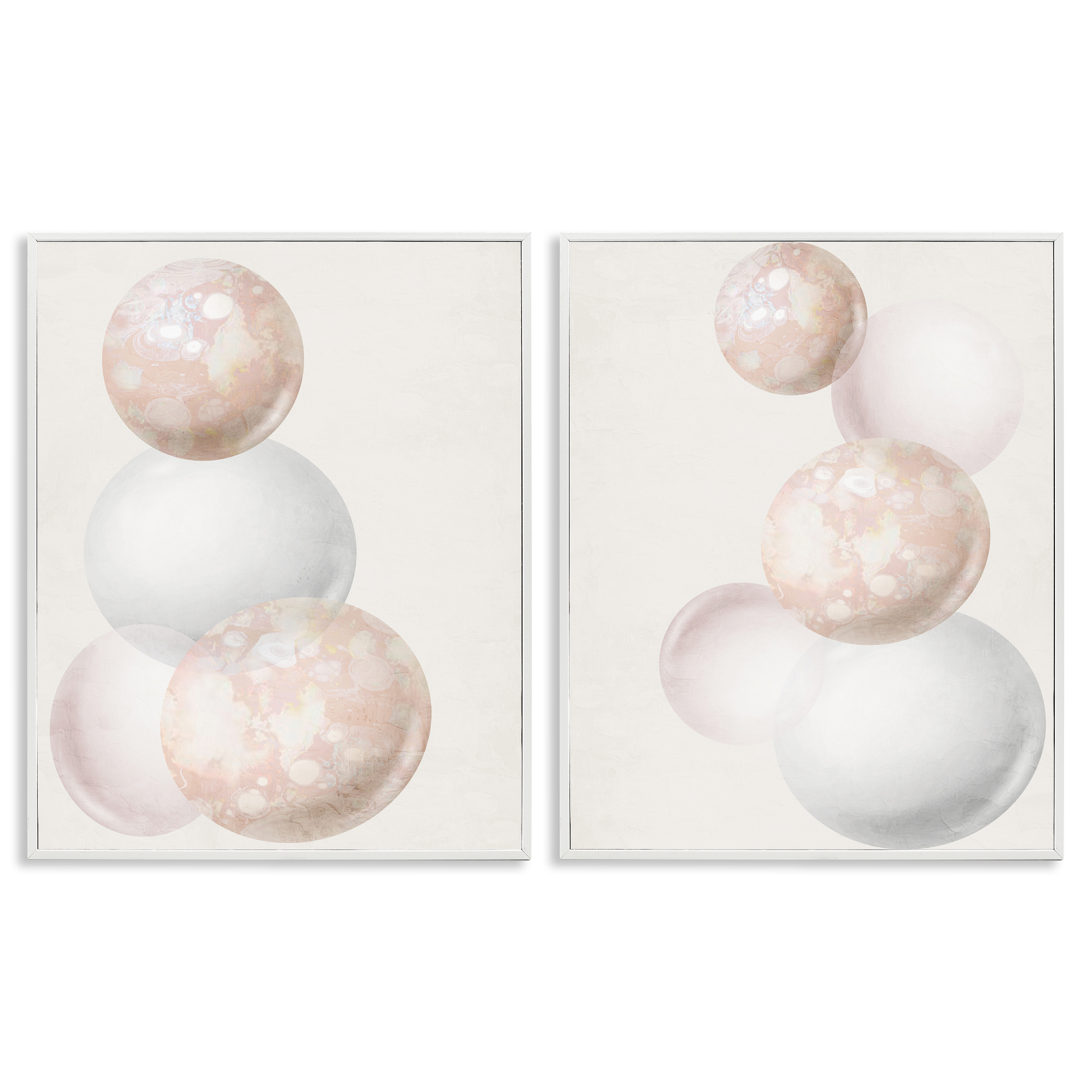 Stupell Industries Stacked Spheres Speckled Abstract Painting White Framed Art Print Wall Art, 24 x 30, Set of 2