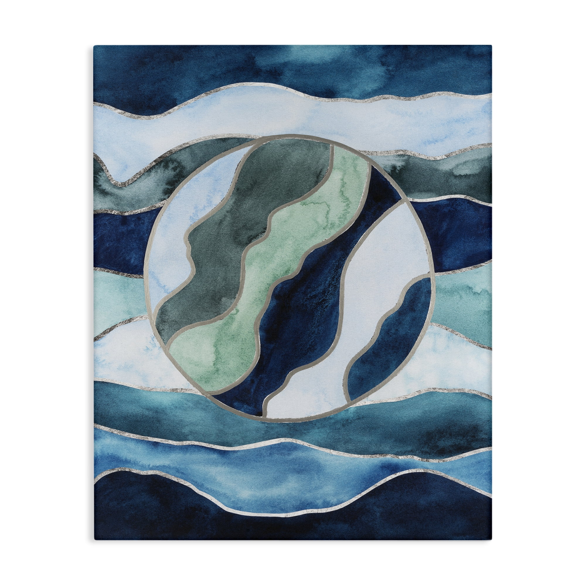 Stupell Industries Stained Glass Circle Impression Abstract Painting Wrapped Canvas Art Print Wall Art, 30 x 40