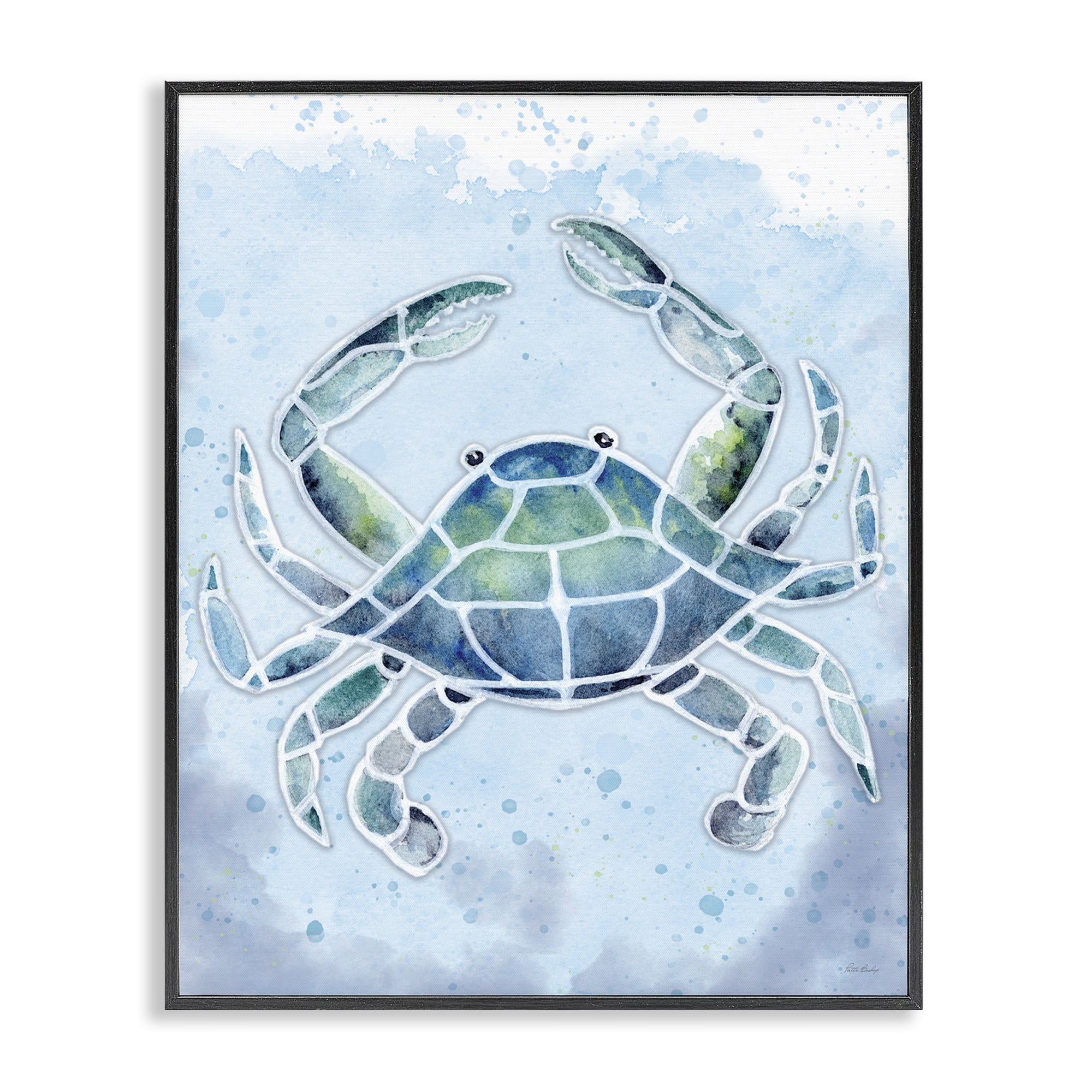 Stupell Industries Stained Glass Crab Nautical & Beach Painting Black Framed Art Print Wall Art, 16 x 20