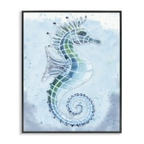 Stupell Industries Stained Glass Seahorse Nautical & Beach Painting Black Framed Art Print Wall Art, 11 x 14