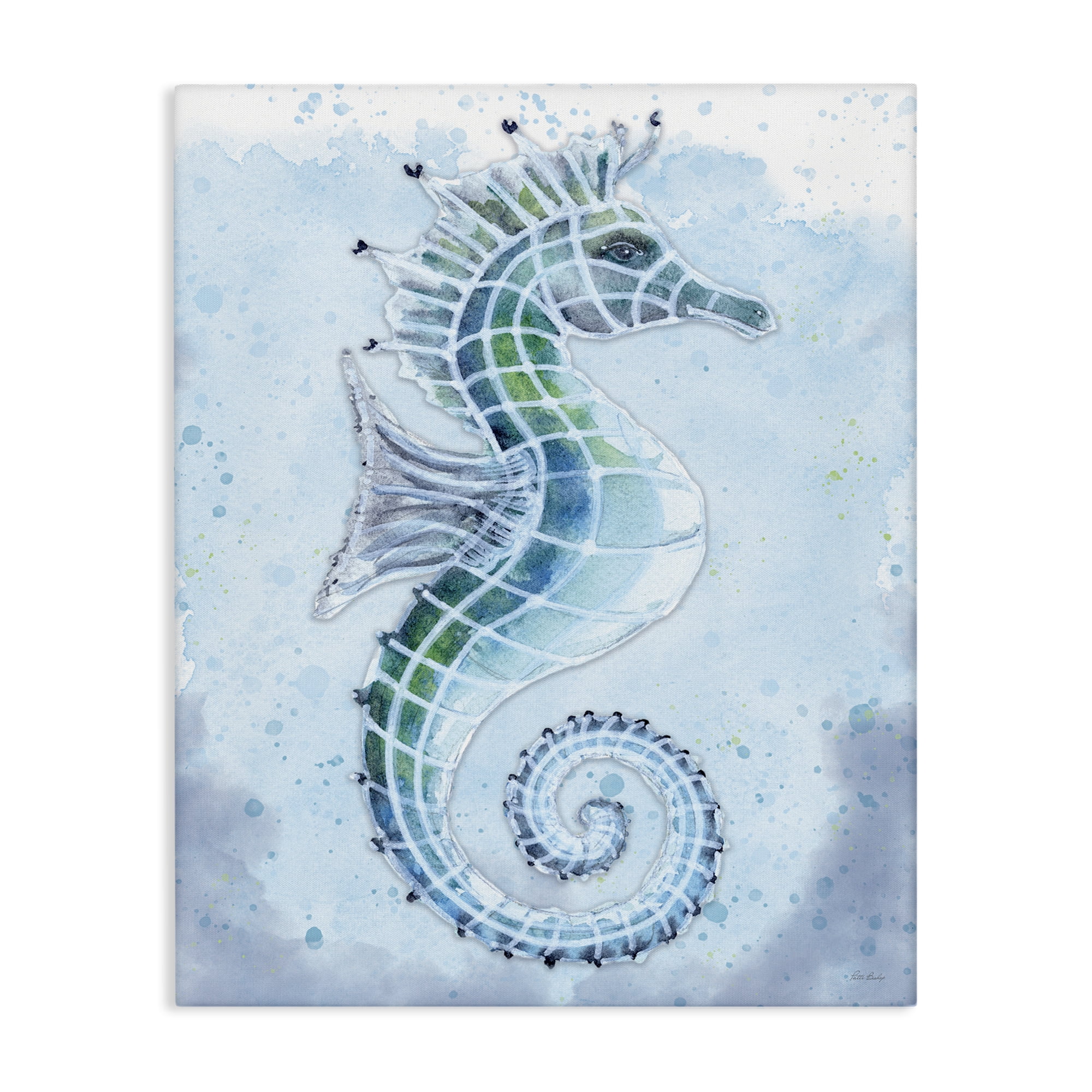 Stupell Industries Stained Glass Seahorse Nautical & Beach Painting Wrapped Canvas Art Print Wall Art, 30 x 40