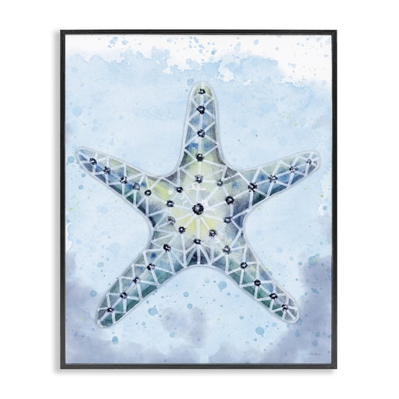 Stupell Industries Stained Glass Starfish Nautical & Beach Painting Black Framed Art Print Wall Art, 16 x 20