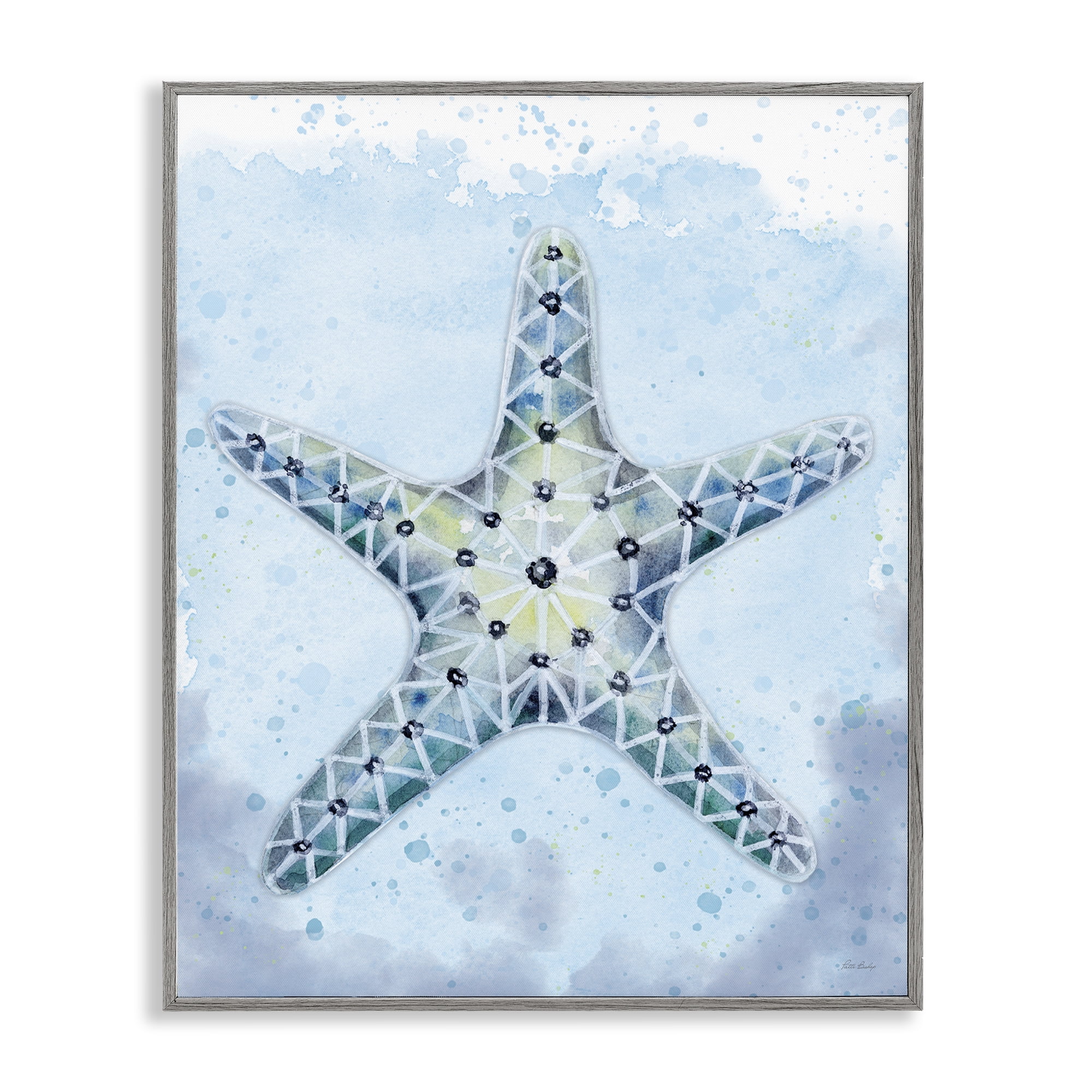 Stupell Industries Stained Glass Starfish Nautical & Beach Painting Gray Framed Art Print Wall Art, 24 x 30