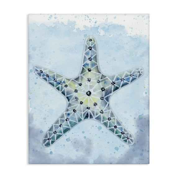 Stupell Industries Stained Glass Starfish Nautical & Beach Painting Wrapped Canvas Art Print Wall Art, 36 x 48