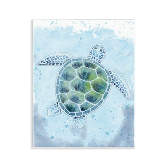 Stupell Industries Stained Glass Turtle Nautical & Beach Painting Unframed Art Print Wall Art, 11 x 14