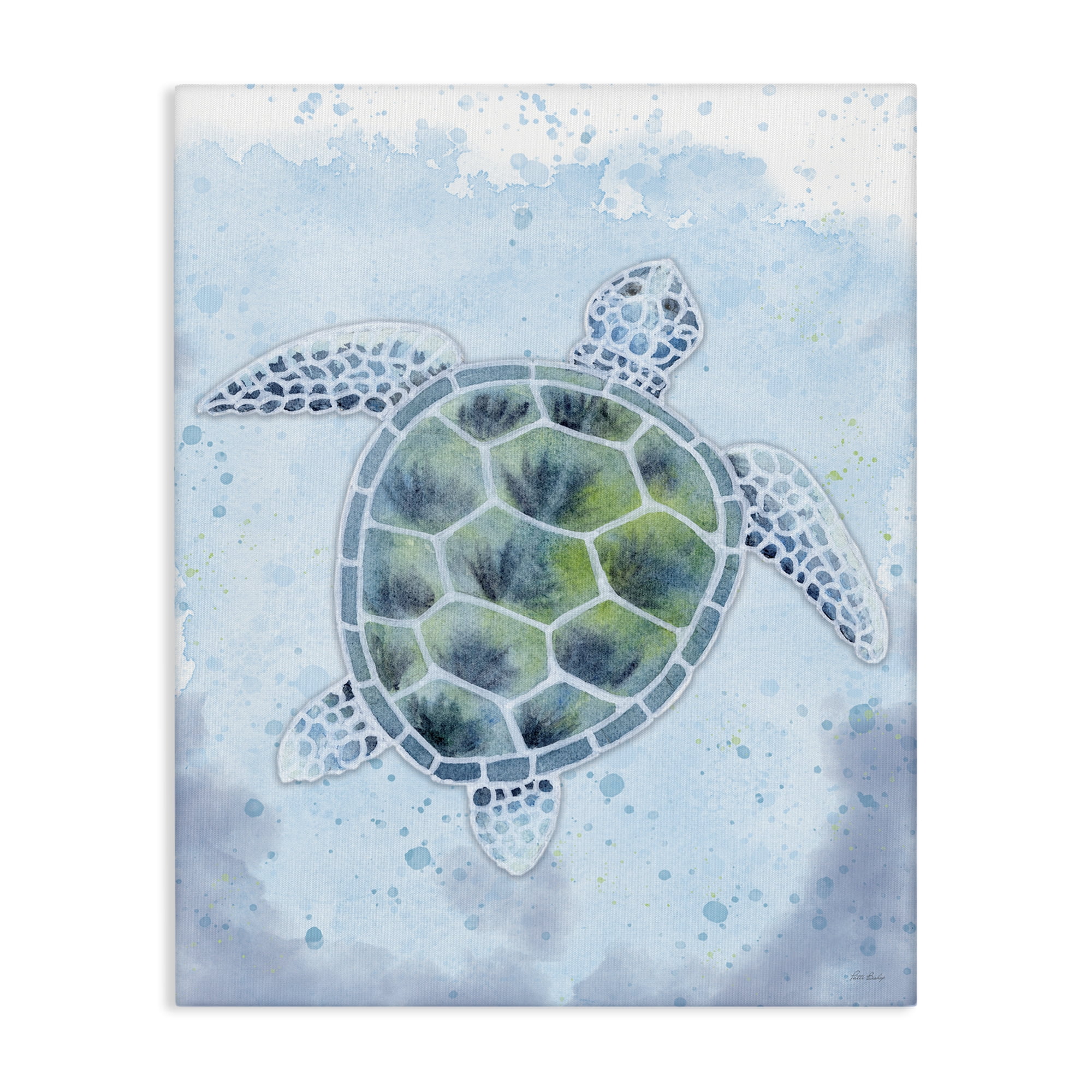 Stupell Industries Stained Glass Turtle Nautical & Beach Painting Wrapped Canvas Art Print Wall Art, 24 x 30