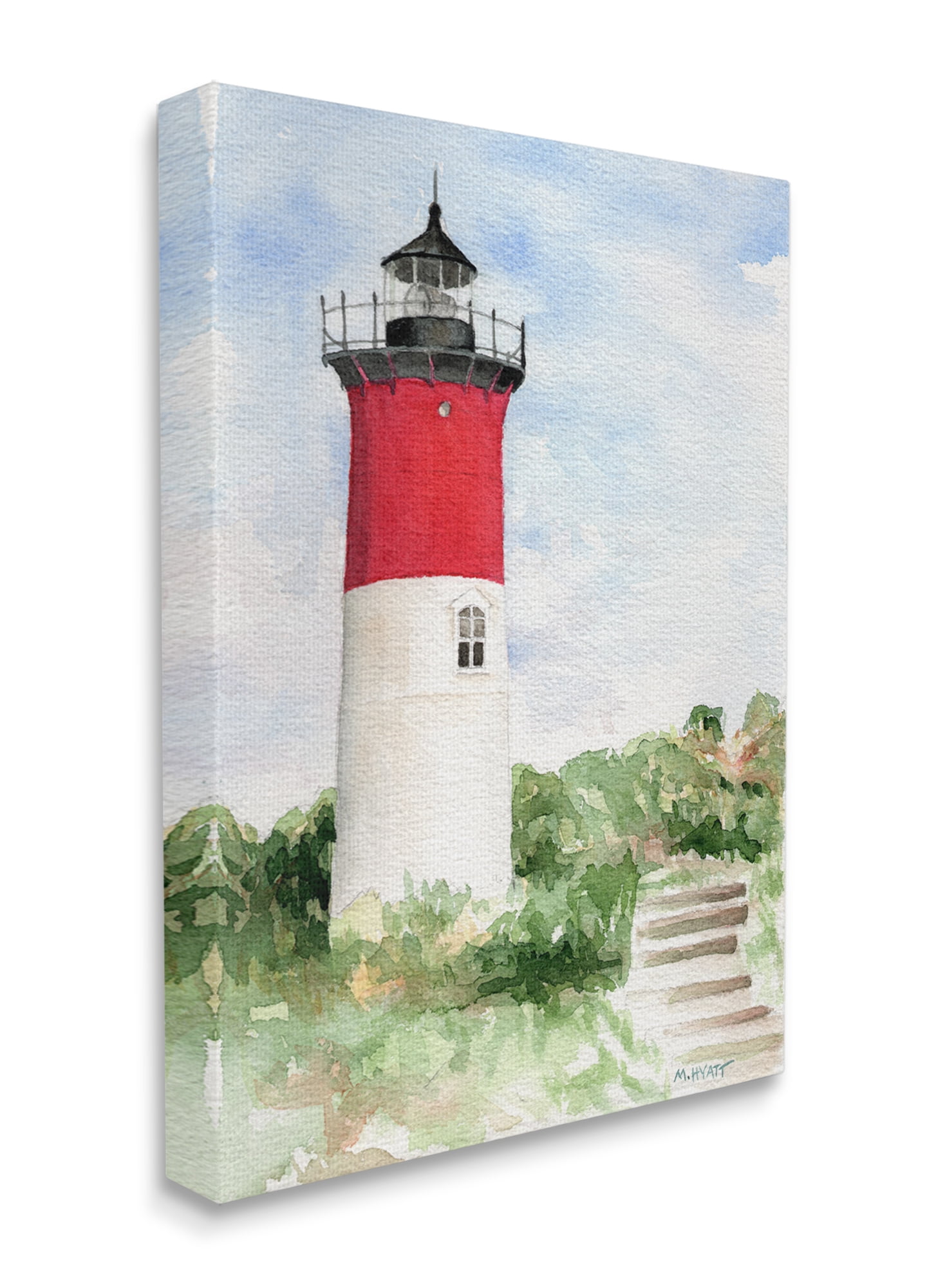 Stupell Industries Stairs Leading to Nauset Lighthouse Green Cliffside Canvas Wall Art, 30 x 40, Design by Melissa Hyatt LLC